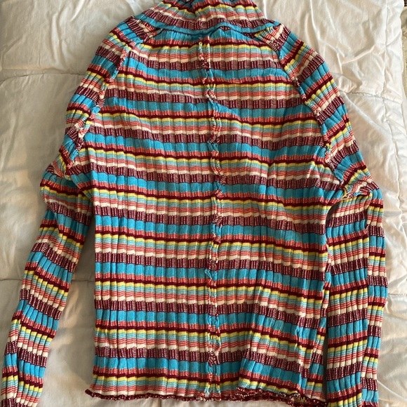 Free People Striped Mock Neck Long Sleeve Shirt/Sweater - Picture 6 of 7